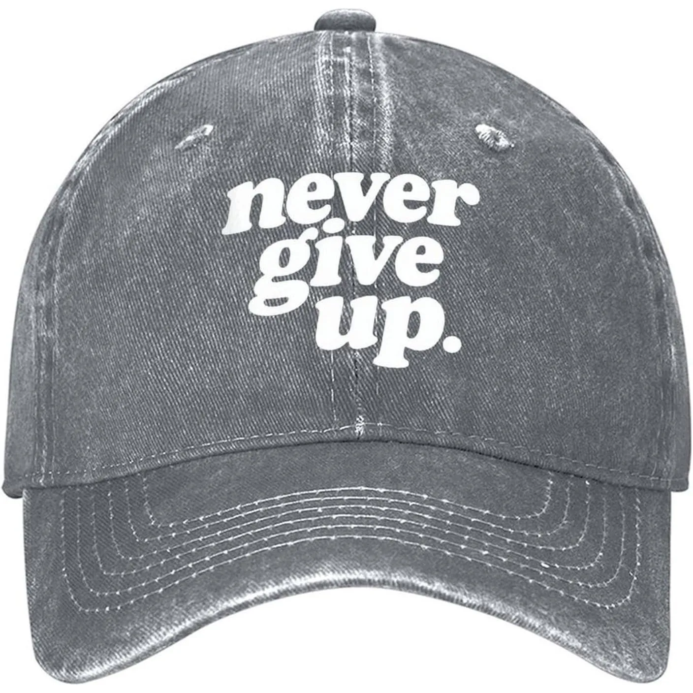 Never Give Up Unisex Washed Denim Cap Baseball Hat