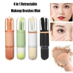 4 in 1 Mini Makeup Brush Portable Travel Makeup Brushes Telescopic Makeup Brush Set Eyeshadow Loose Powder Beauty Tools 4pcs/set