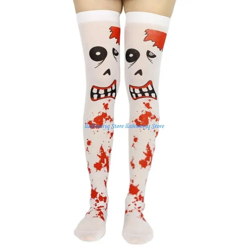 

573B Halloween Stocking Long Sexy Women Horror Halloween Party Knee Long Socks