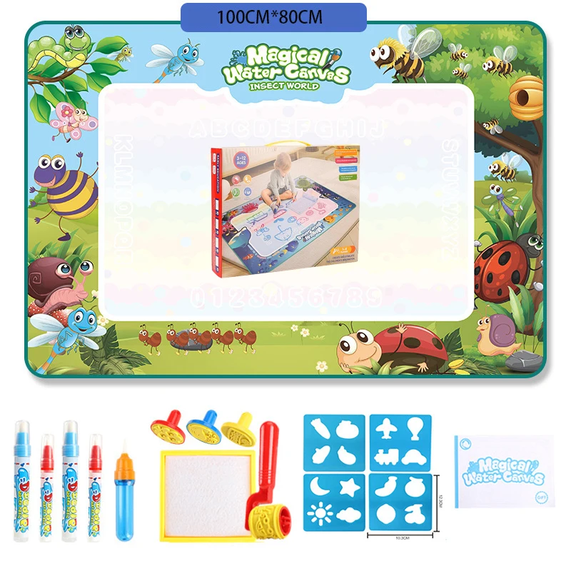 100x80 CM Magia Acqua Disegno Zerbino Colorazione Doodle con Penne Magiche Riutilizzabili Montessori Bordo di Pittura Giocattoli Educativi Regali Per Bambini