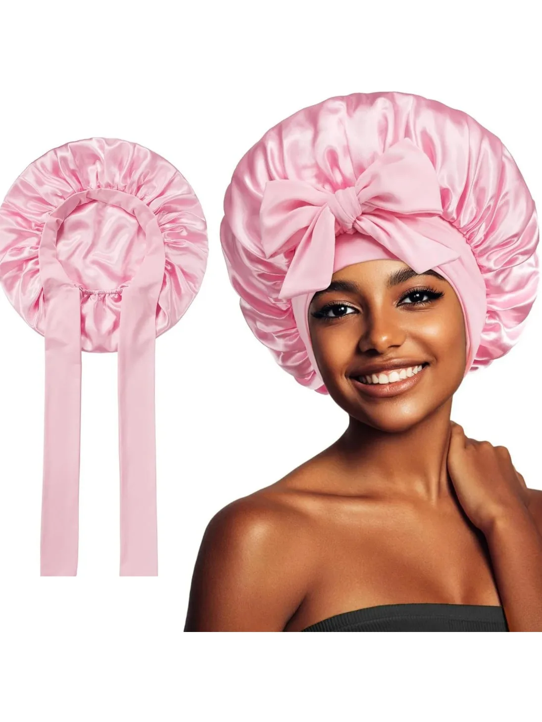 Schlafmütze für Damen, Satin, einfarbig, Nachtmütze, Haarpflege-Bonnet, Schlafhaube für Damen, Herren, Unisex, Bonnet de Nuit, Dusch-Turban