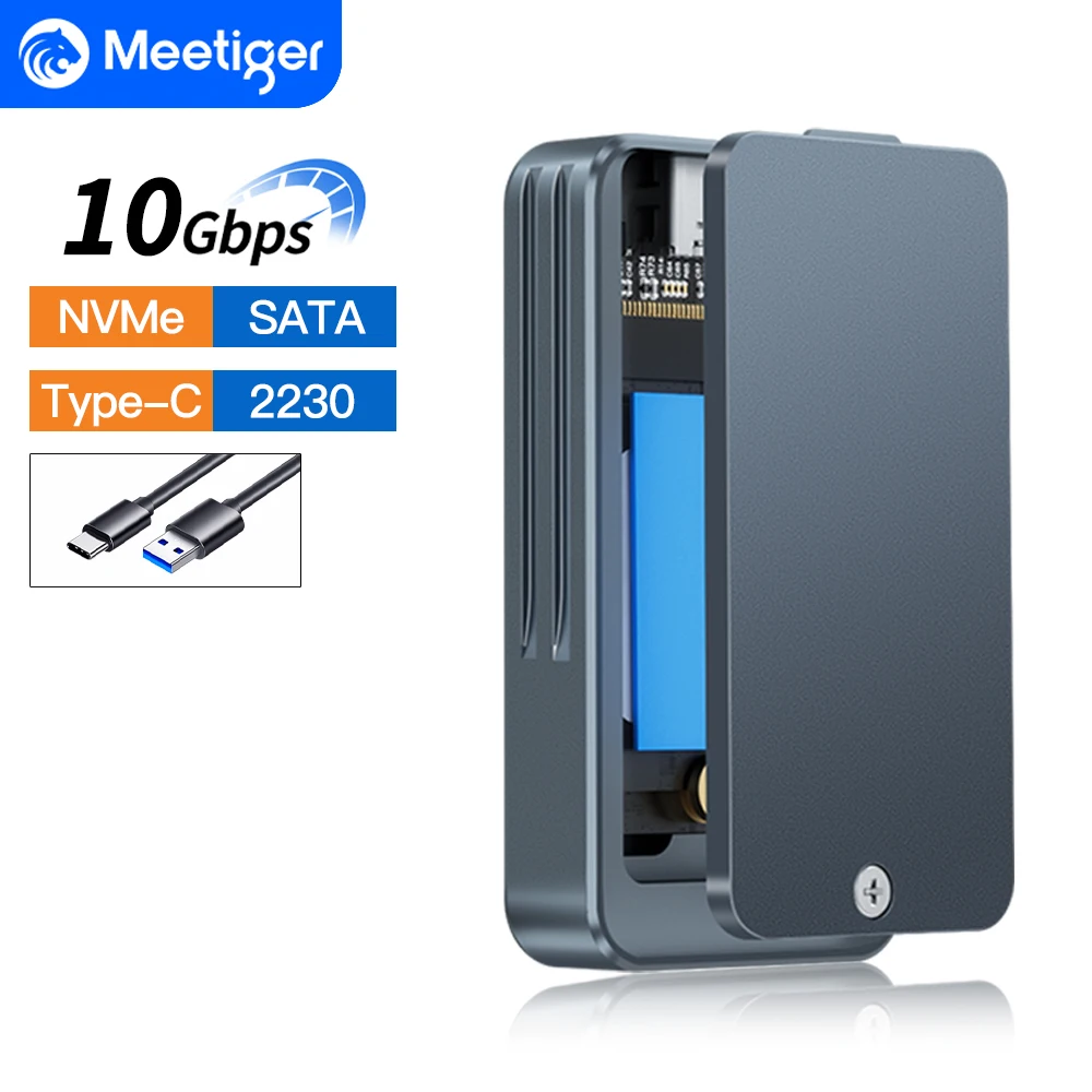 Meetiger Storage Box 2230 M.2 NVMe SSD Enclosure 10Gbps Type C External Hard Drive Case M.2 SSD Adapter for Computer Accessorie
