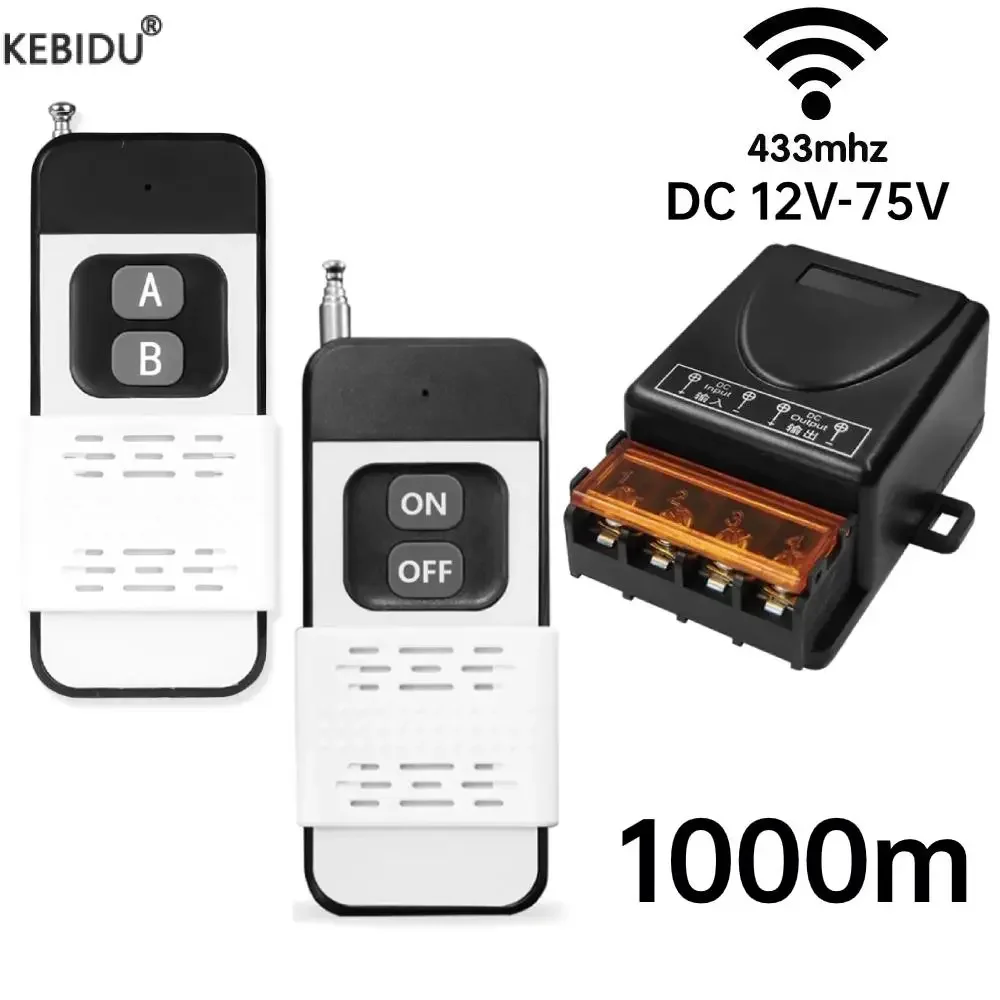 

RF 433Mhz Wireless Remote Control Switch 30A DC 12V-85V High Power 1000 Meters Relay Receiver for Electric Device Light