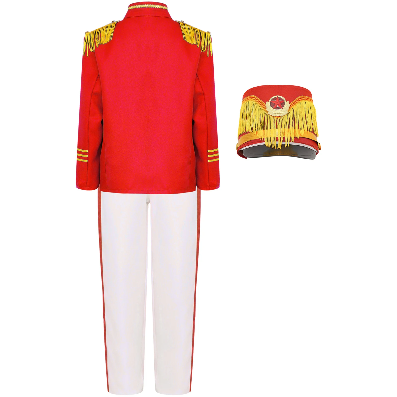 Boys Major Top with Pants and Cap Set Drum Trumpet Team Costume Kids Honor Guard Uniform Marching Band Stage Performance Outfits