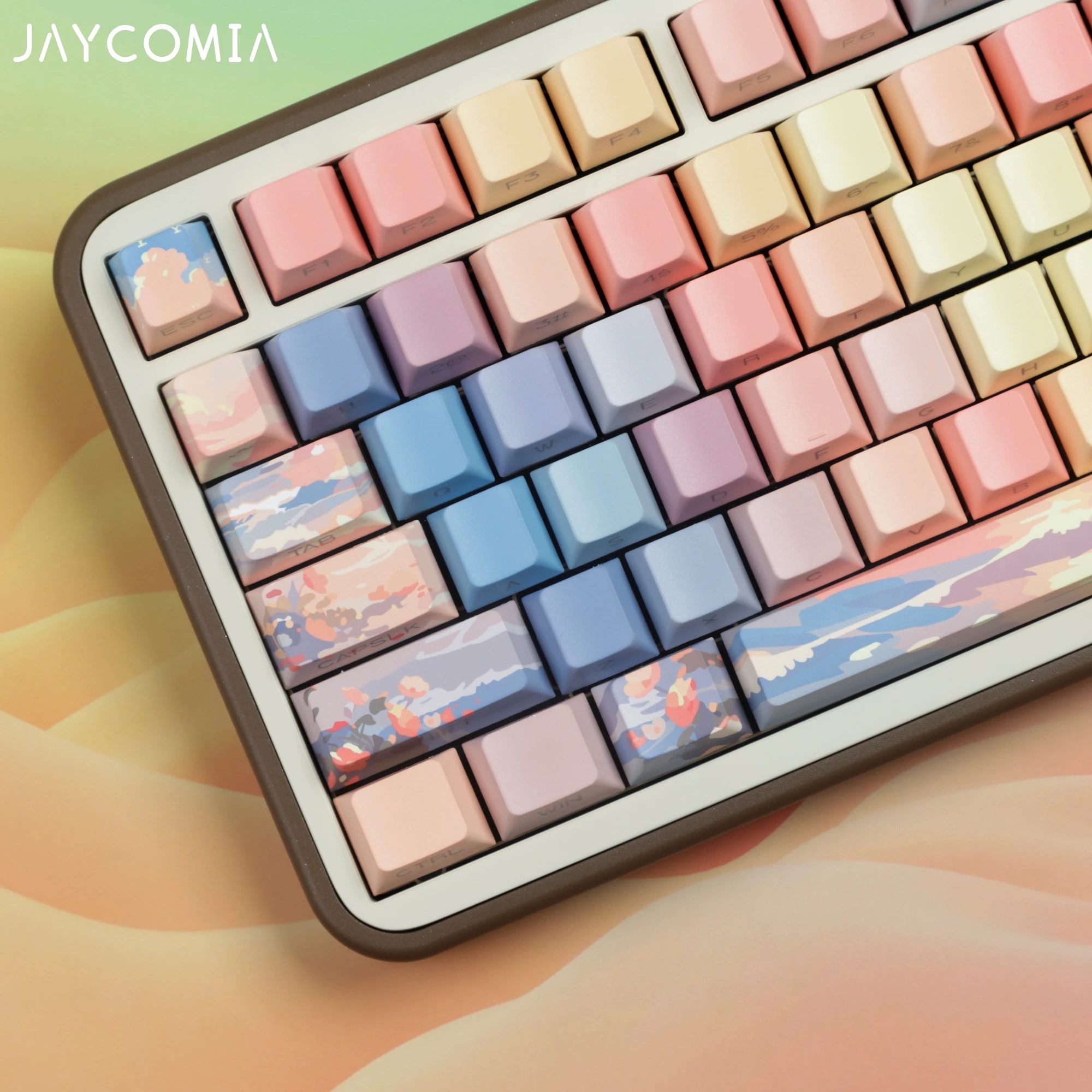 Imagem -03 - Double Shot Side Letters Keycaps Material Pbt Dye-sub Perfil de Cereja Layout Iso Ansi Grande Grupo Pôr do Sol para Fazer Chaves
