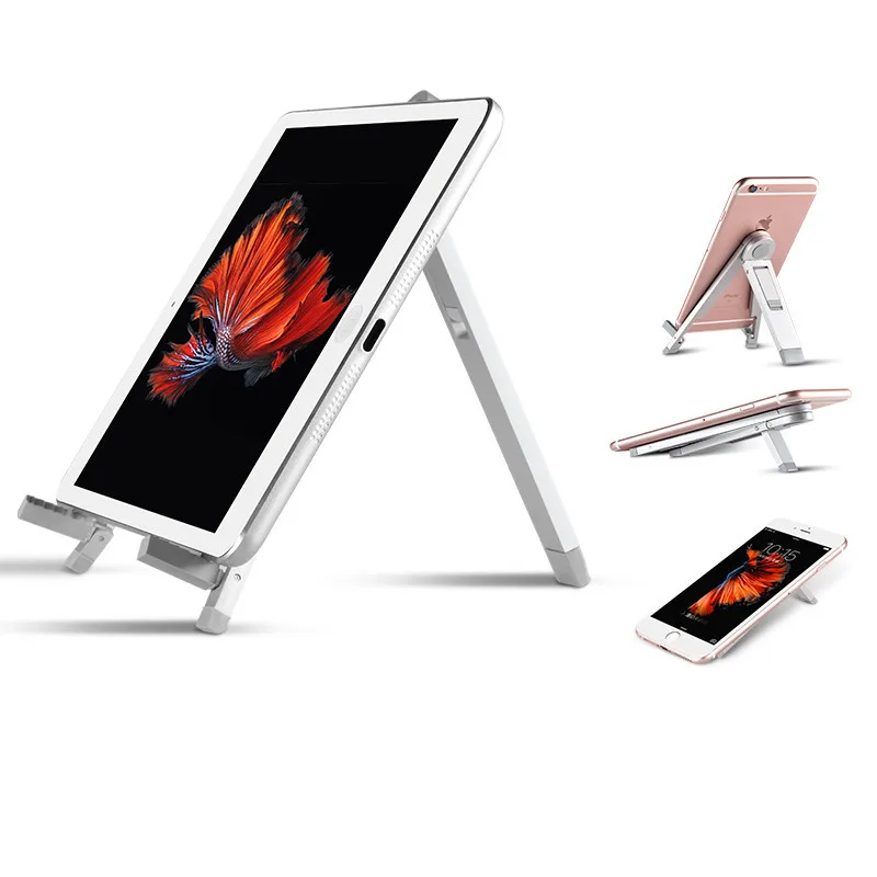 Universal Foldable Aluminum Alloy Sturdy and Simple Mobile Phone Tablet Stand Tripod Portable Desktop AndTablet Support Stand