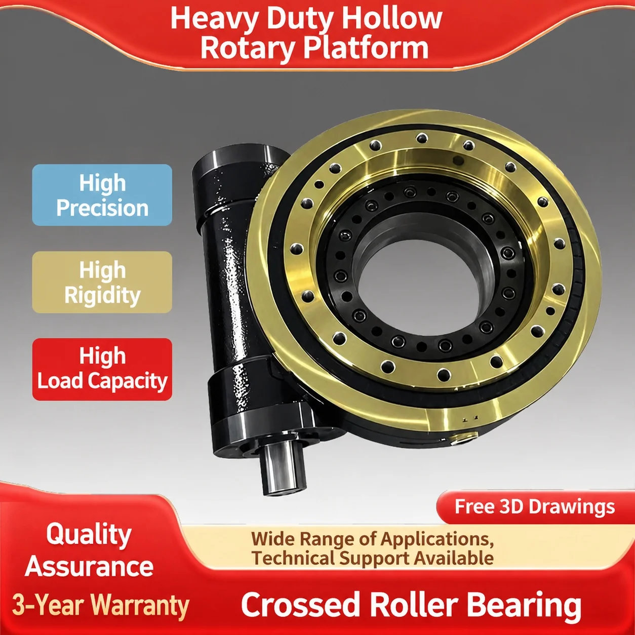 Heavy-Duty Hollow Rotary Table Reducer Servo Indexing Turntable High Precision Cross Roller Bearing