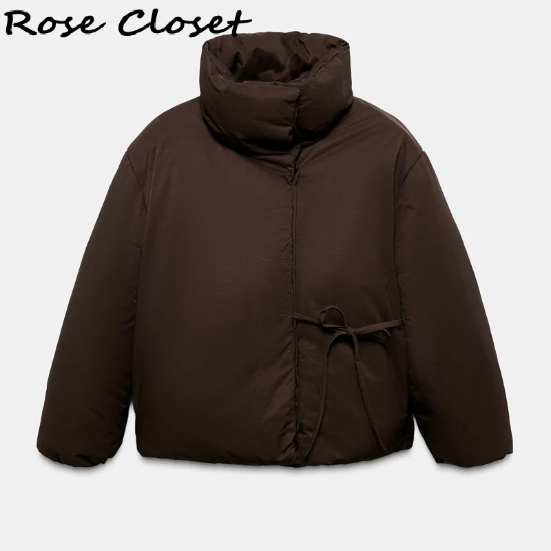 

Зимний теплый пышный женский пуховик, утепленное однобортное пальто с хлопковой подкладкой, верхняя одежда с высоким воротником на шнуровке, новинка 2025, женское пальто