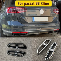 For VW Passat B8 Variant Chrome 2015 2016 2017 2019 High Gloss Black Decoration Four Outlet Tailpipe Exhaust Car Accessories