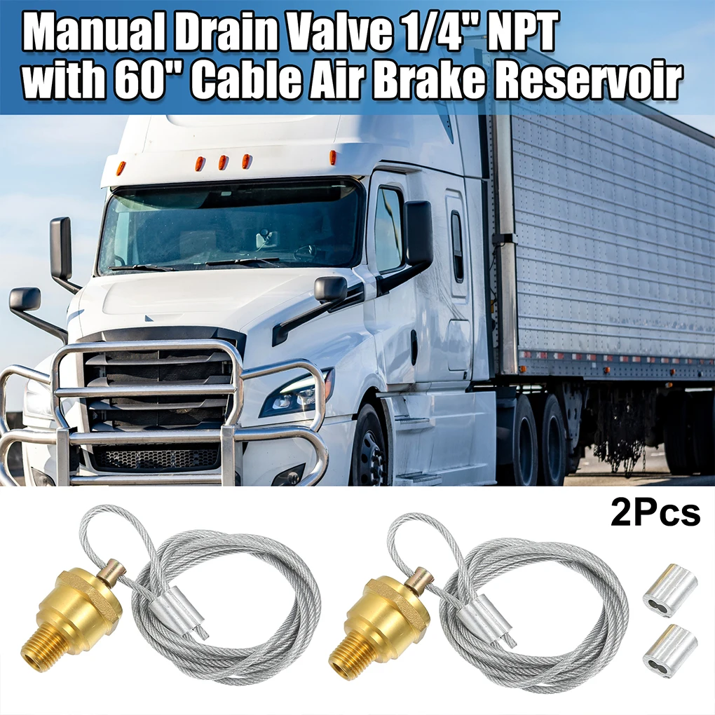 

2pieces Durable And Reliable Air Tank Drain Valve With Cable Easy To Install All For Trucks