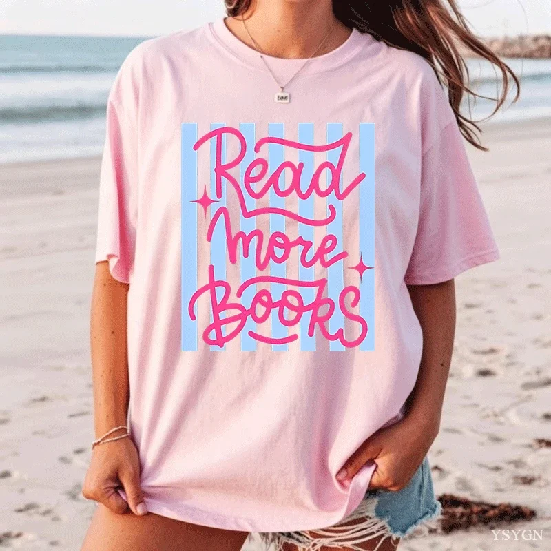 Read More Books T-Shirt Bookish Graphic Tee Reading Tshirt Trendy Book Lover Bookworm Short Sleeve Printed Tshirts Clothing