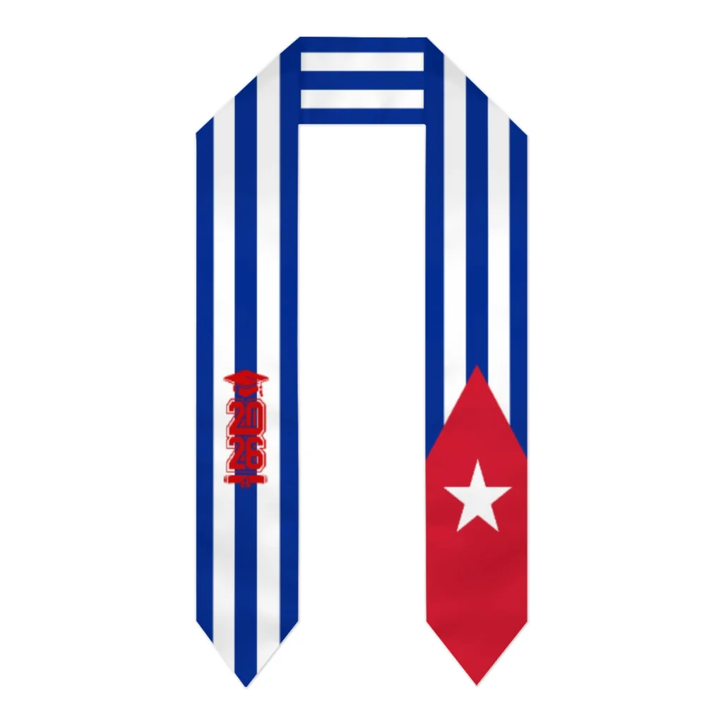 

Class of 2026 Cuba Flag Scarf Graduation Sash Stole International Study Abroad Adult Unisex Party Accessory Top Print