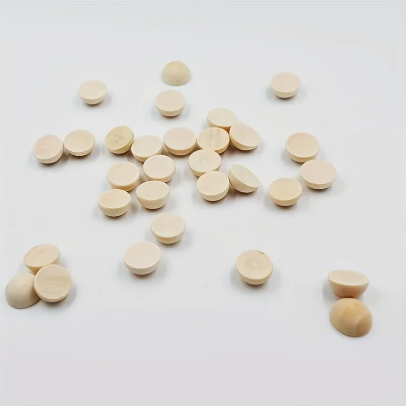 200pcs Natural Wood Half-Sphere Beads for DIY Jewelry, Shoe & Watch Crafting Accessories, Wooden Balls