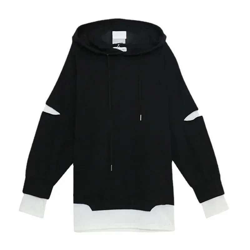Spring New Lazy Style Fake Two Piece Tops Hoodies Loose Patchwork Pullovers Casual Fashion Women Clothing Korean Y2k