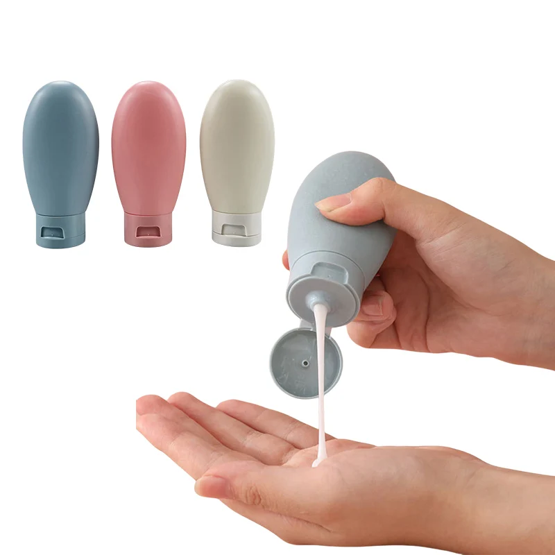 4 Pcs/set Refillable Bottle Set 60ml Silicone Liquid Lotion Container Squeeze Tube Empty Bottle Portable Travel Shampoo Bottle