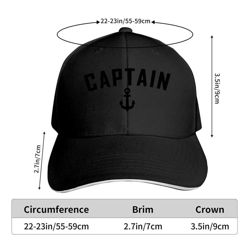 Captain Nautical Quote Baseball Cap,Unisex Adjustable Washed Cotton Denim Cap for Men and Women