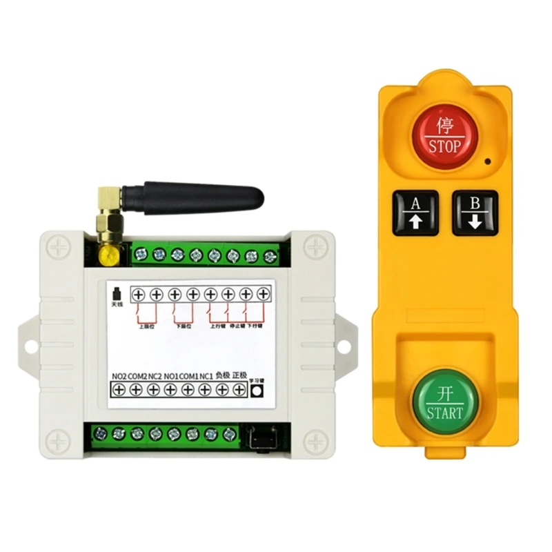 Industrial 2CH Wireless Remote Control LED Light Switch RF Transmitter 315/433 MHz Receiver with Limit Push Rod