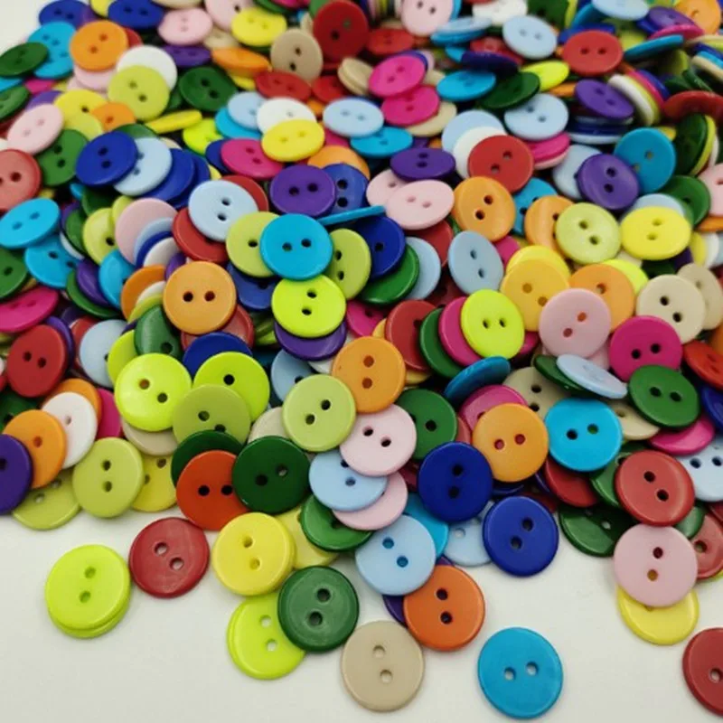 100Pcs Candy Color Buttons DIY Hand-Painted Buttons Handmade Children's Shirt Buttons with Two Eyes Round Cardigan Buttons