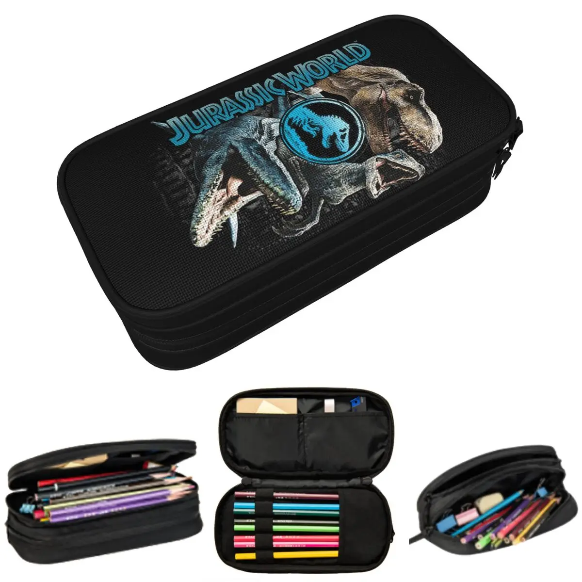New Jurassic World Dinosaur Pencil Case for Students Gifts Pen Box Pencil Bag Stationery Supplies Pen Holder Bag