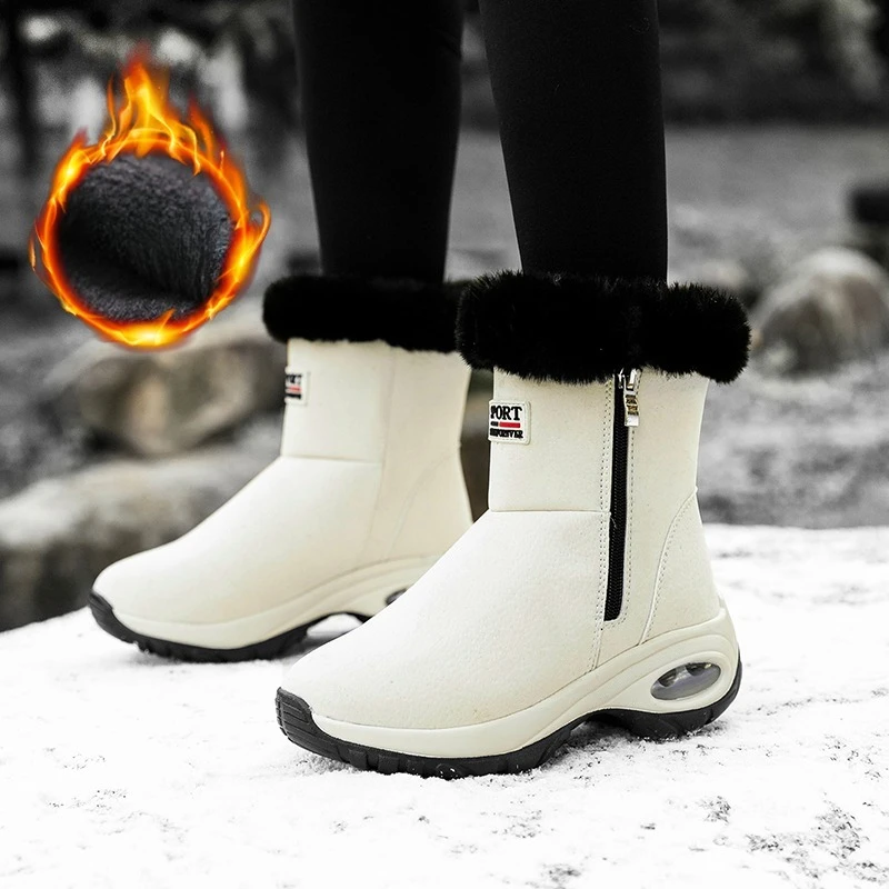 

Winter Snow Boots Women High Top Outdoor Warm Soft Plush Ankle Boots Women Durable Solid Color Thick-soled Casual Shoes Women