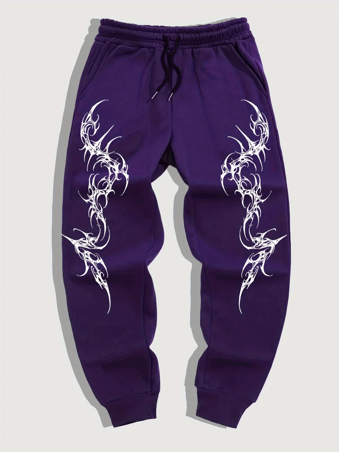 Men's Gothic Print Geometric Pattern Jogging Pants Elastic Drawstring Autumn and Winter Casual Trousers Daily Wear Sweatpants