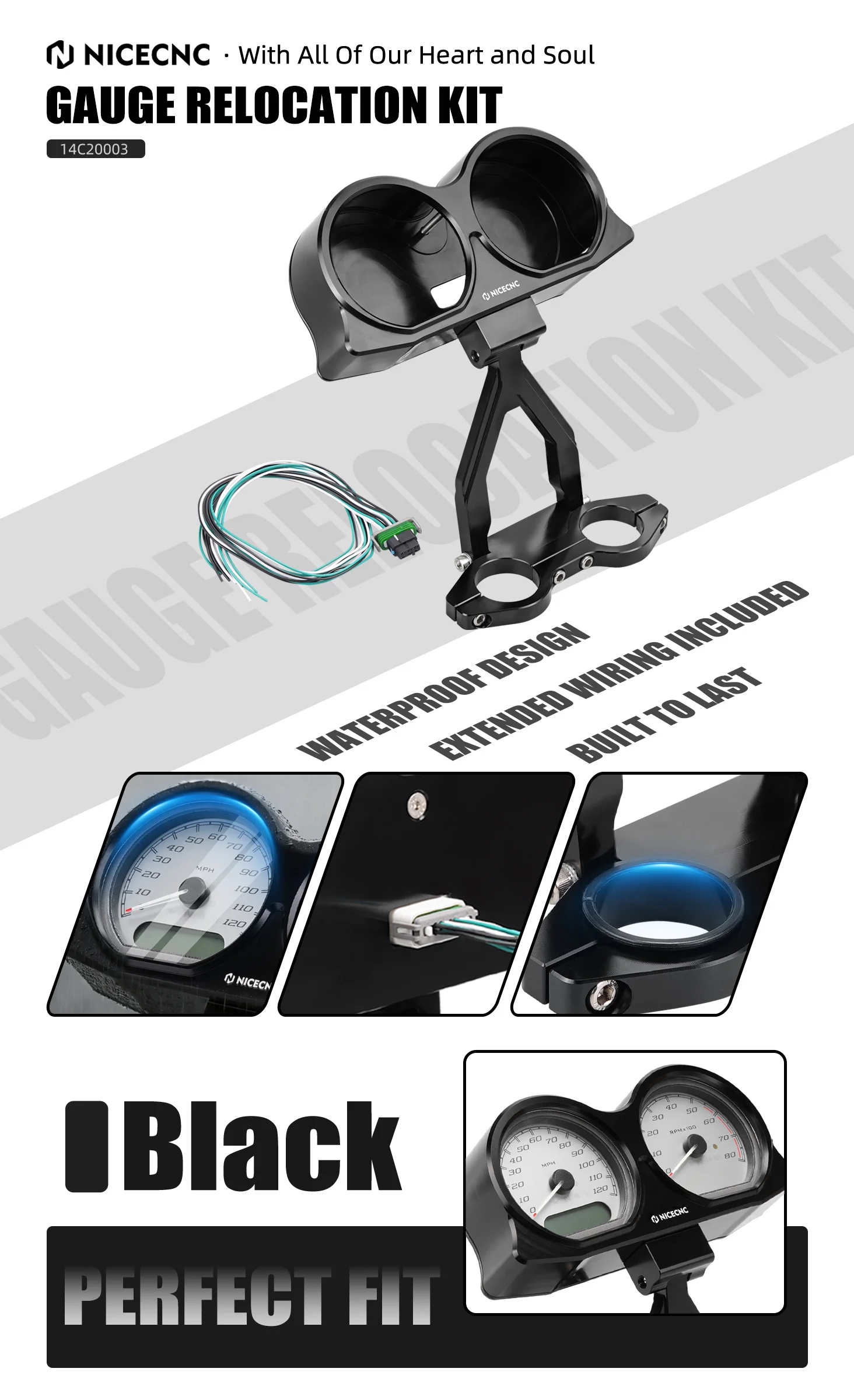 Für Harley Road Glide FLTRX FLTRXS Ultra FLTRU FLTRK 2015-2023 Tachometer-Instrumentenanzeige-Verlagerung Lenkererhöhung – Detail 2