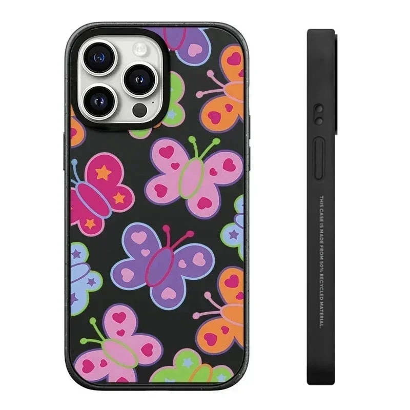 

Black Frosted Butterfly iPhone 13 14 15 Pro Max Case - Protective iPhone Case