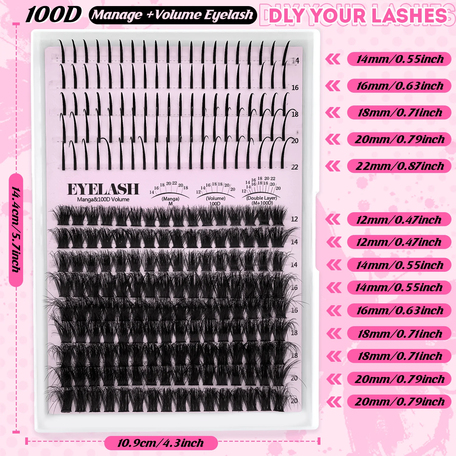 100D مع المسامير مجموعة الرموش الصناعية سميكة Wispy لا نظرة وهمية شخصية رمش الزي مثالية لمكياج العين الطبيعية الدرامية