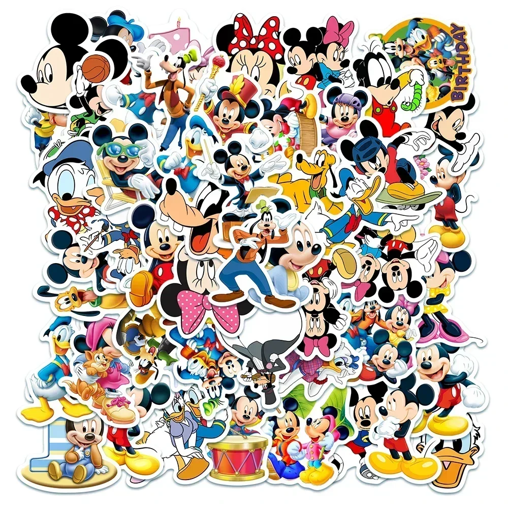 50PCS Cute Disney Movie Minnie Mickey Stickers Anime Decal DIY Skateboard Laptop Motorcycle Cool Cartoon Sticker Pack Kids Toy