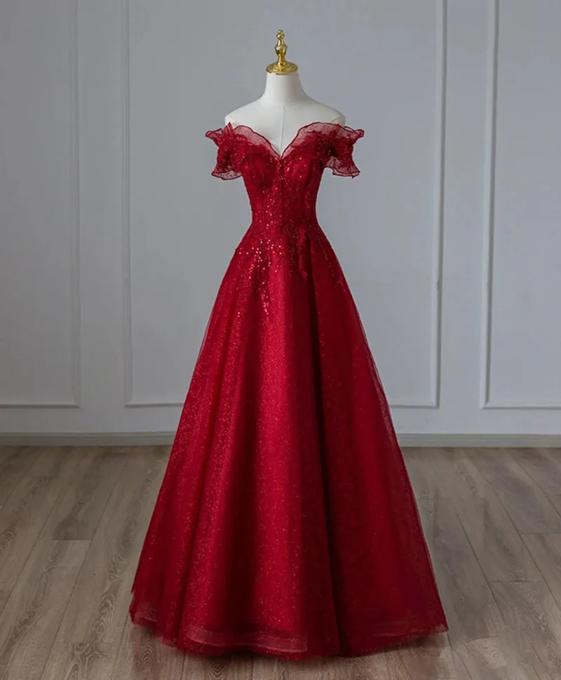 

2025 New Burgunday Evening Dress Woman Elegant Party Luxury One-Shoulder Women's Prom Dress