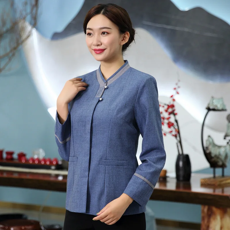 

Комплект рабочей одежды с длинными рукавами для весенней и осенней уборки, предназначенный для сотрудников по управлению недвижимостью, уборщиков в школах, уборщиков в отелях и персонала предприятий общественного питания.