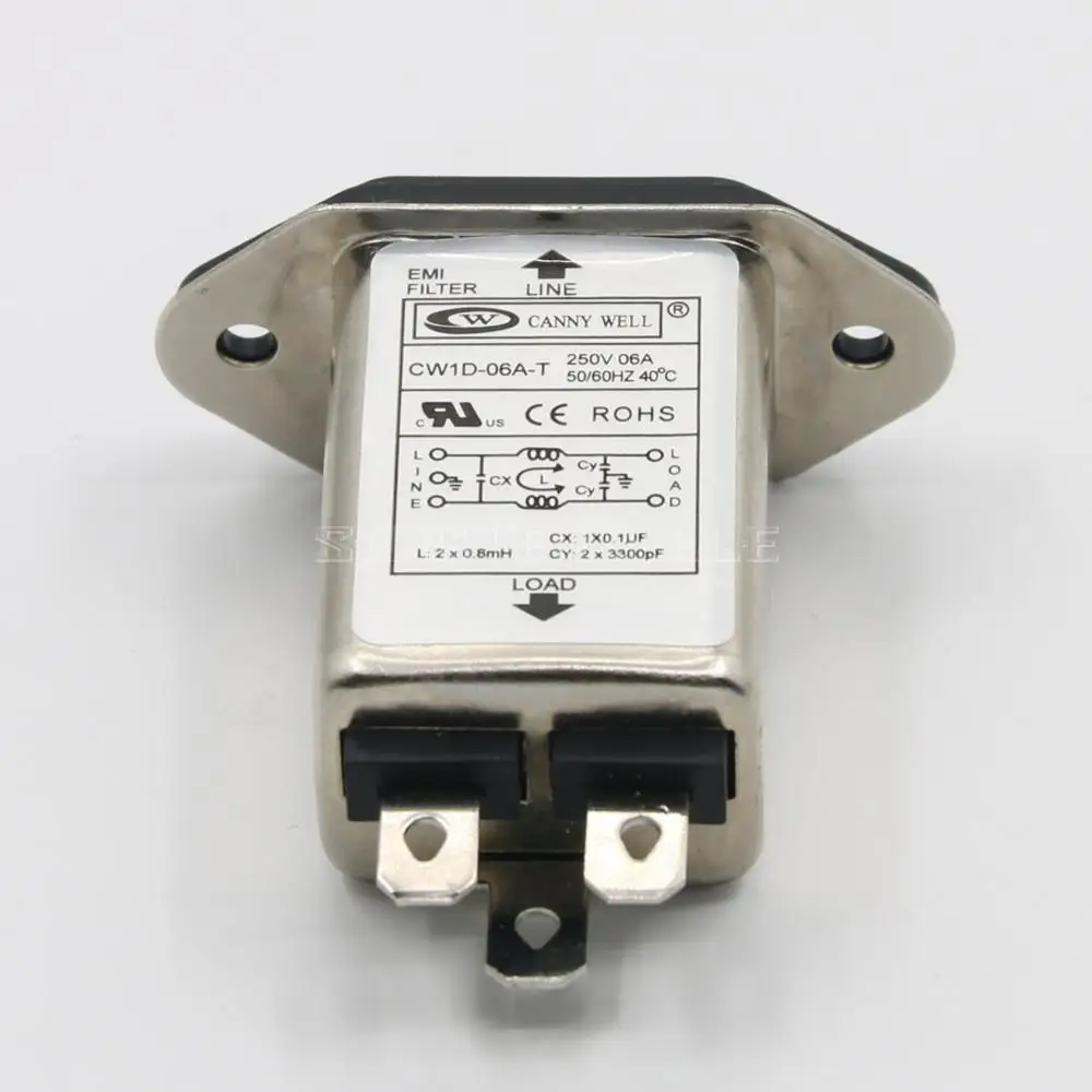 EMI Power Filter Tail Plug CW1D 6A 10A Socket 3 Purification Anti-Interference T Single-Phase AC 220V