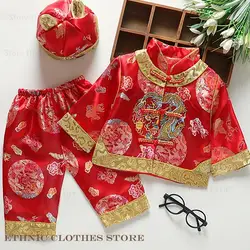 Kids Baby Traditional Tang Suit Embroidery Dragon Chinese Spring Festival Costume New Year Hanfu Clothing One-Year-Old Outfit