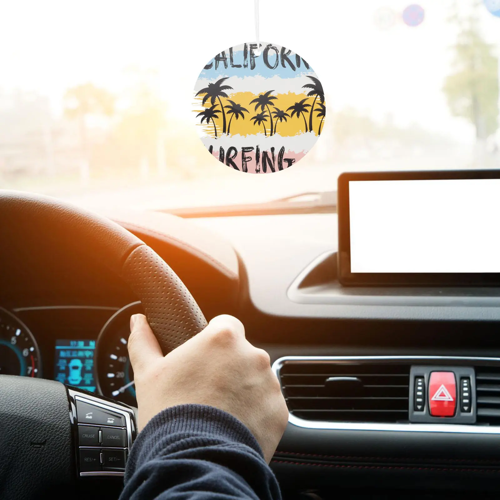 1Set Sublimation Air Freshener Blanks Round Felt Elastic Strap DIY Heat Transfer Sheets for Car Freshener Crafts