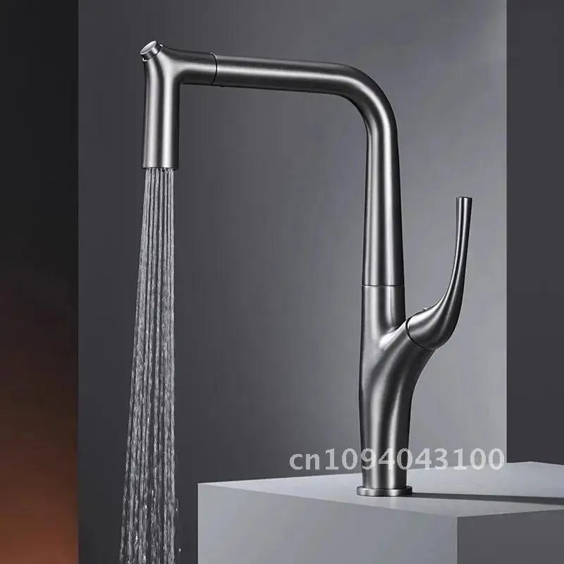 

Brushed Gold Kitchen Out Kitchen Faucet Tap Brass Crane For Gray Faucet Mixer Deck Mounted Pull Sink Kitchen Black Faucet