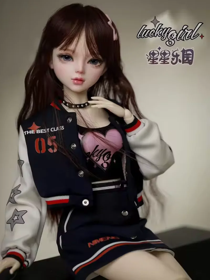 새로운 1/3 Bjd 인형 60cm 손으로 그린 ​​메이크업은 소녀를위한 안구 가발과 의류 선물을 변경할 수 있습니다 수제 인형 장난감 선물 선물 장난감