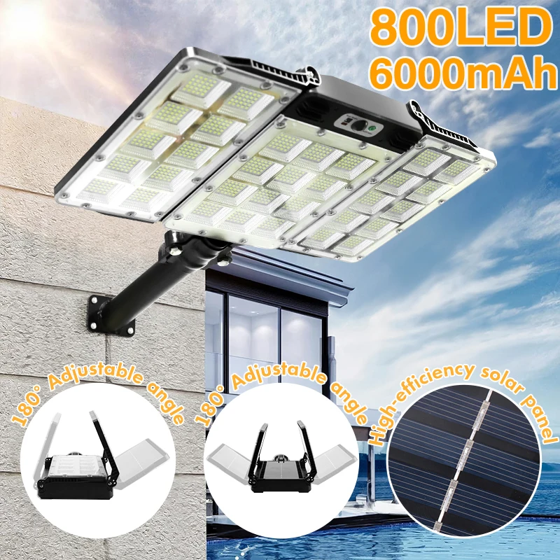 800Led 6000mAh Powerful Solar Light Outdoor Garden Yard Wall Light 3Mode Remote Control Waterproof Motion Sensor Street Light