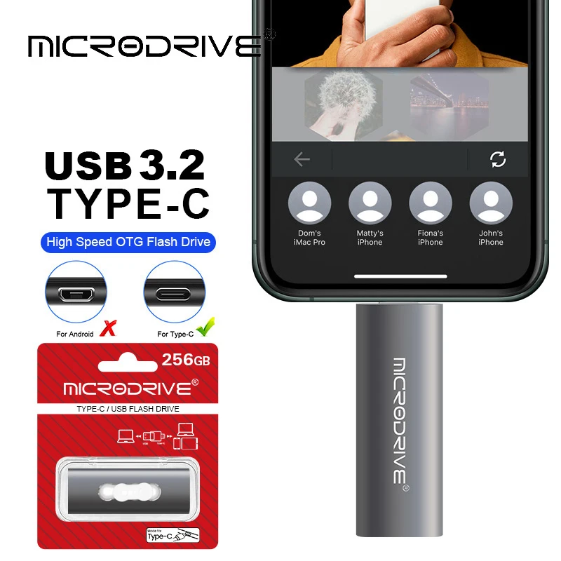 Hotsale USB 3.2 نوع c محرك فلاش USB نوع C محرك القلم 256 جيجابايت 128 جيجابايت 64 جيجابايت USB عصا 3.2 دفع سحب بندريف لجهاز Type-C