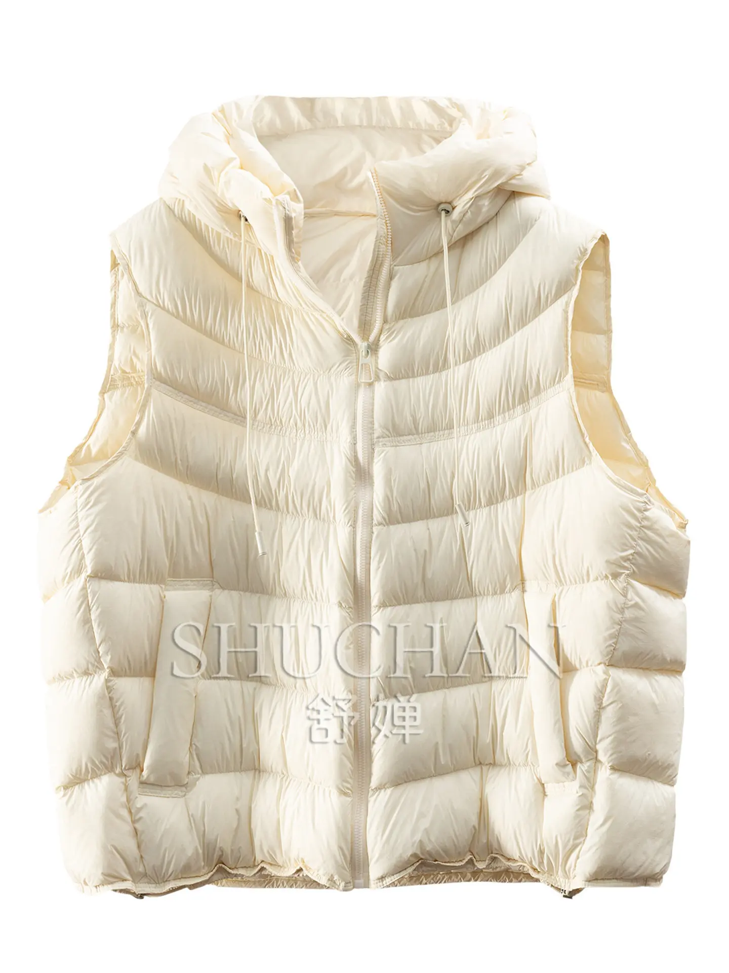 Light 90-down Hooded Ribs Down Vest Women's 70J9 Casacos Femininos Inverno 2026 winter coat women
