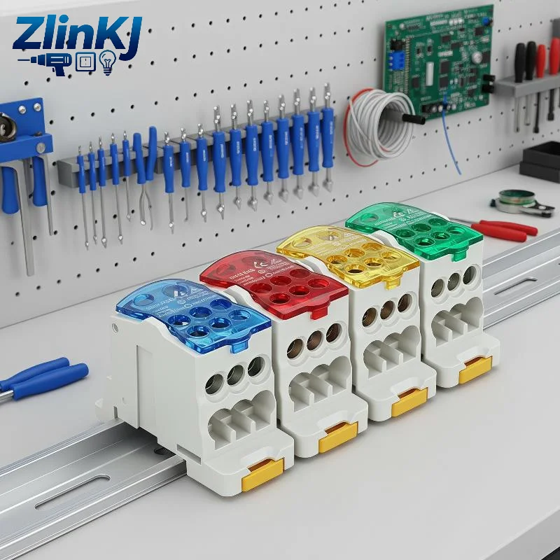 UKK Din Rail Terminal Block Power Distribution Box 80A One In Multiple Out