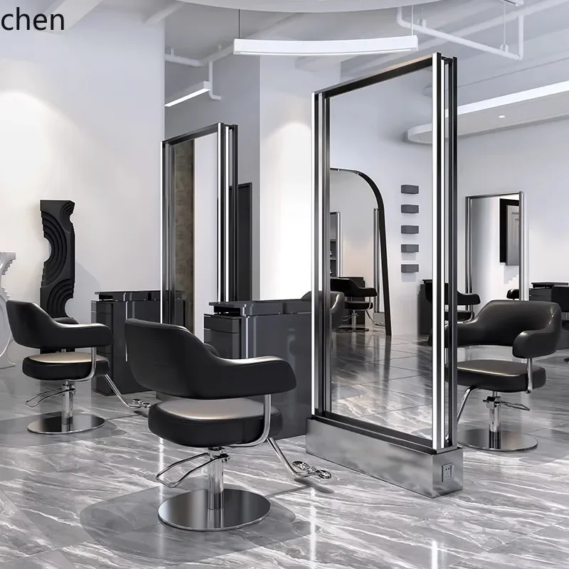 barber shop hair cutting mirror table hair shop base mirror single and double-sided floor mirror hair cutting salon