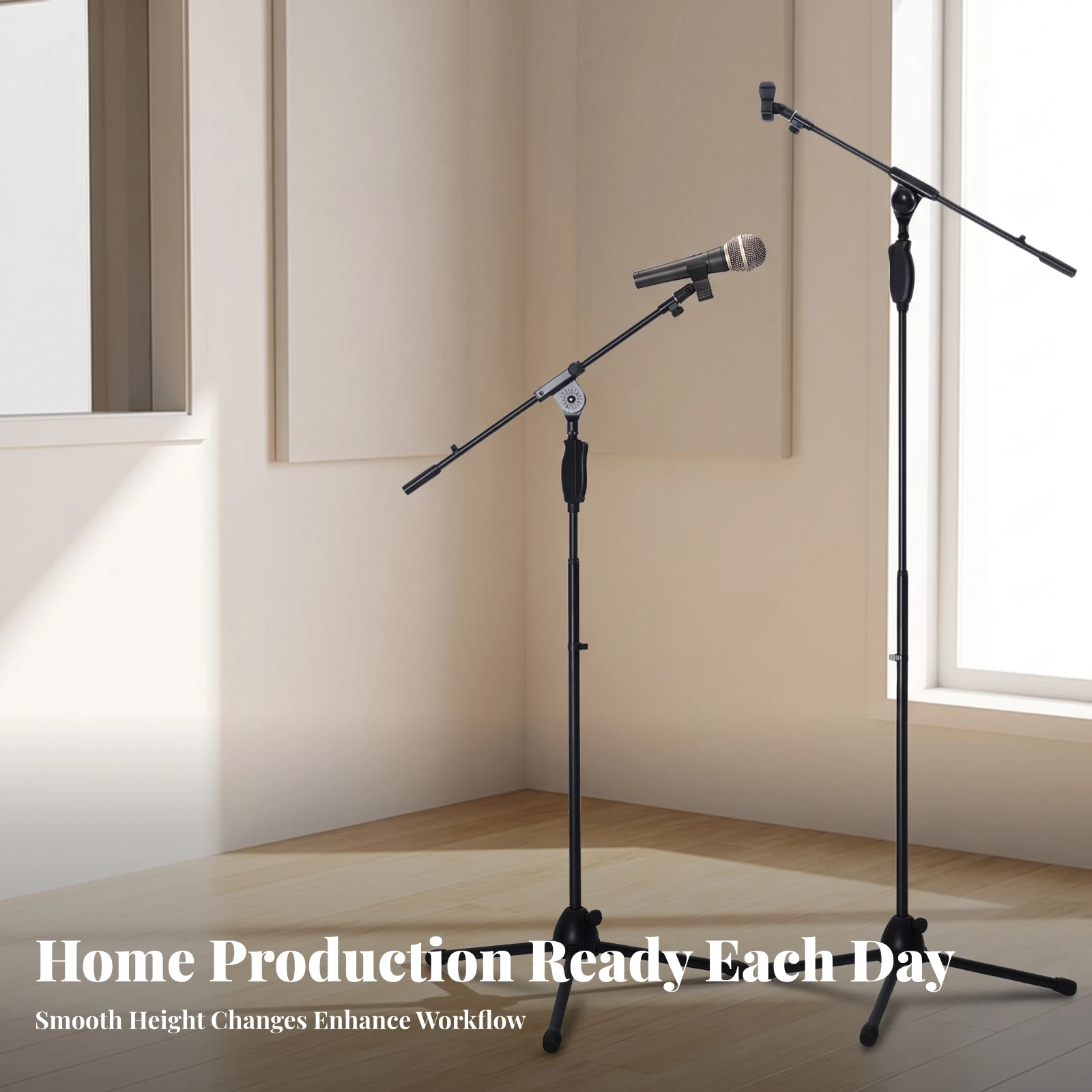 Floor Mic Stand with Arm Arm Adjustable Arm Mic Stand Long-Lasting Flexible for Singers, Stage, Recording Studio