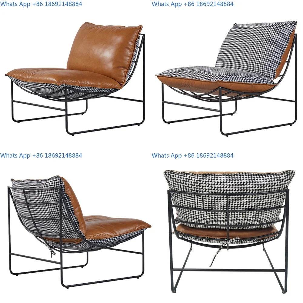 

Single Sofa Chair for Living Room Dual Fabric and Genuine Leather Couch