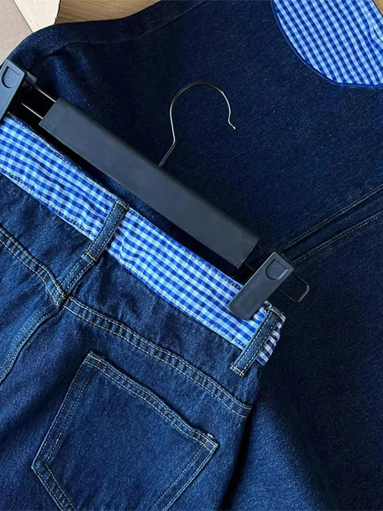 حجم كبير السراويل الدنيم المرقعة المرأة الخريف جديد Sle الكمثرى القرد سليم واسعة الساق الجينز عالية الخصر السراويل الطويلة العادية رقيقة