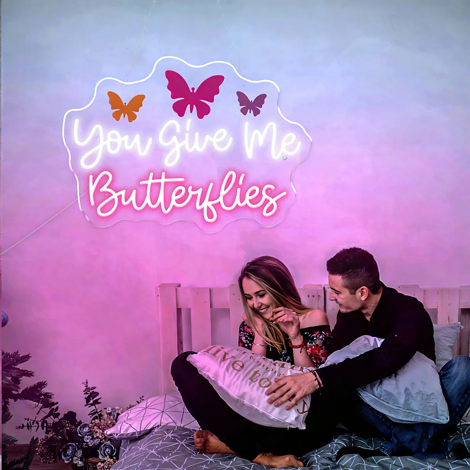 You Give Me Butterflies Neon Sign,Butterfly Neon Sign,Aesthetic Decor Room,Butterfly Girl Room Neon,Party Neon Sign,Gift For Her