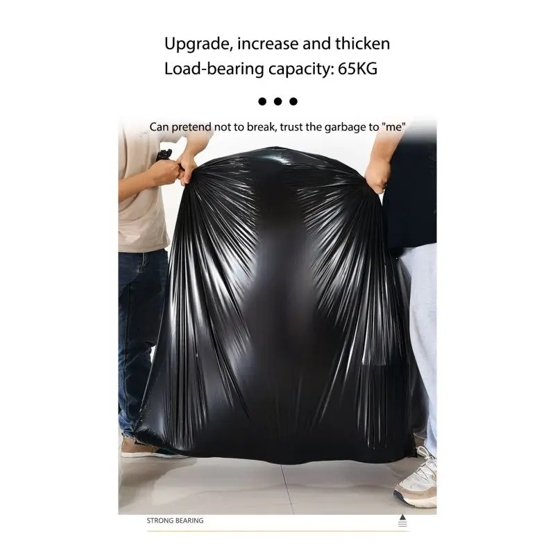 50pcs/set 70x90cm Large Garbage Bags Black Hotel Property Super Large Plastic Bag Flat Mouth Thickening Trash Bags