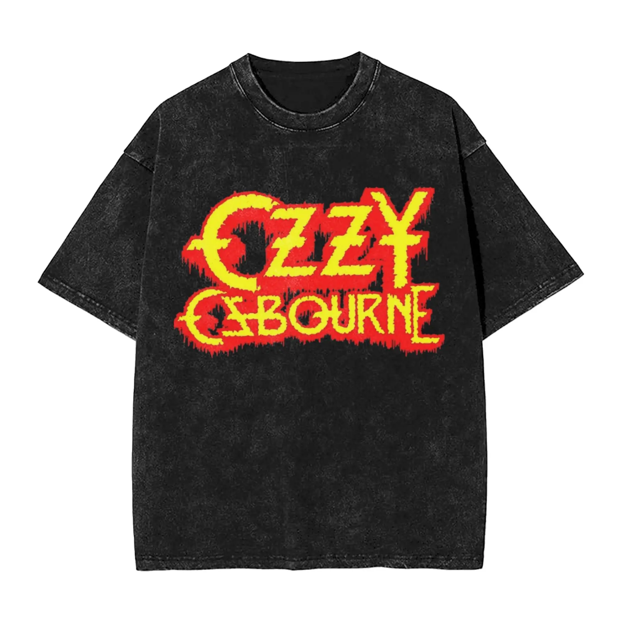 

Awesome Ozzy Osbourne T-Shirts for Men Crewneck Pure Cotton Washed T Shirt Bold Rock Short Sleeve Tees Big Size Clothing