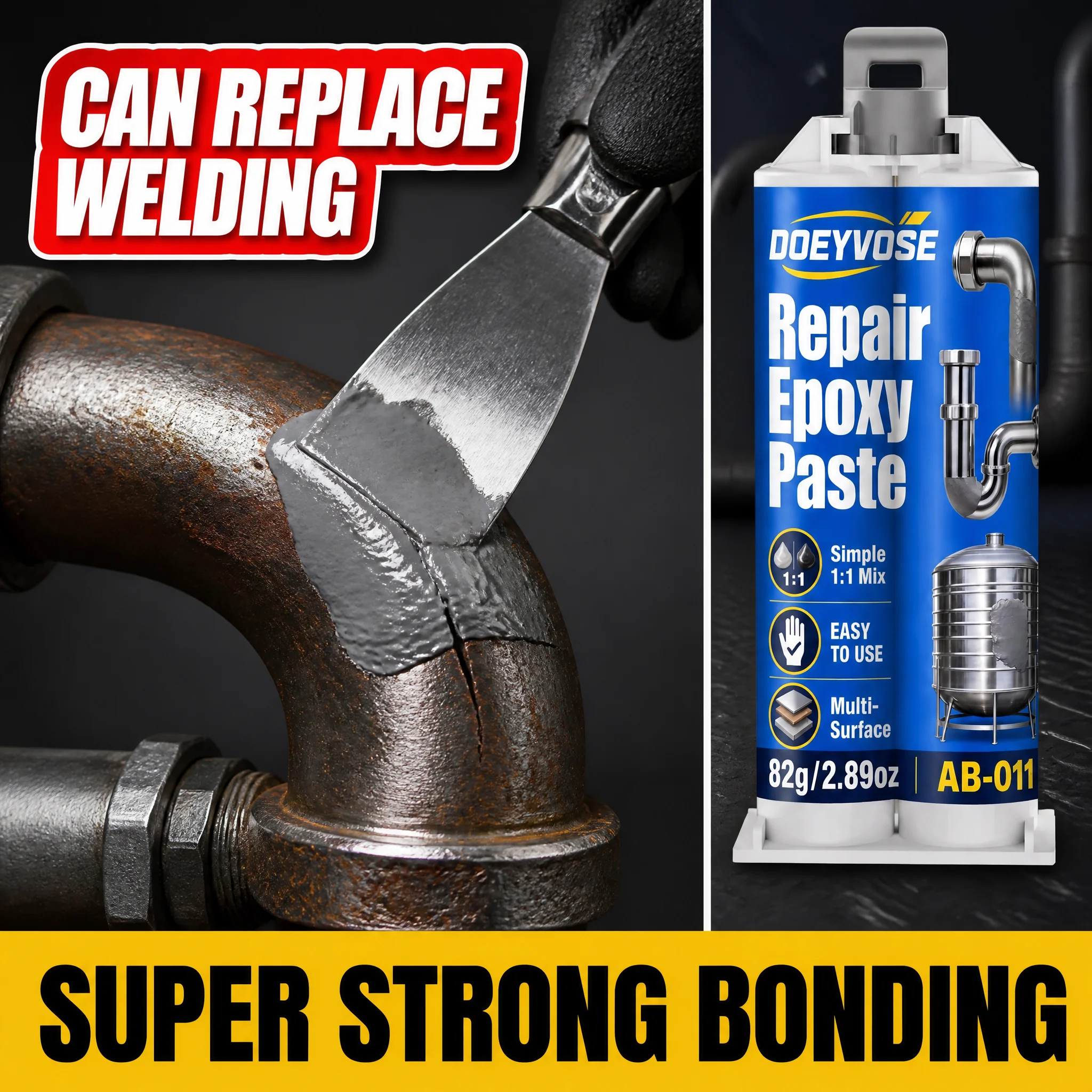 AB Metal Repair Paste 82g Industrial Casting Crack Filler for Metal