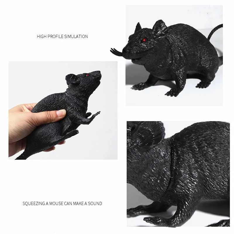 Novelty Funny Simulation Mouse Animal Toy Model Large Squeeze Sound Mouse Toys Halloween Decoration Ornaments Prank Scary Toys