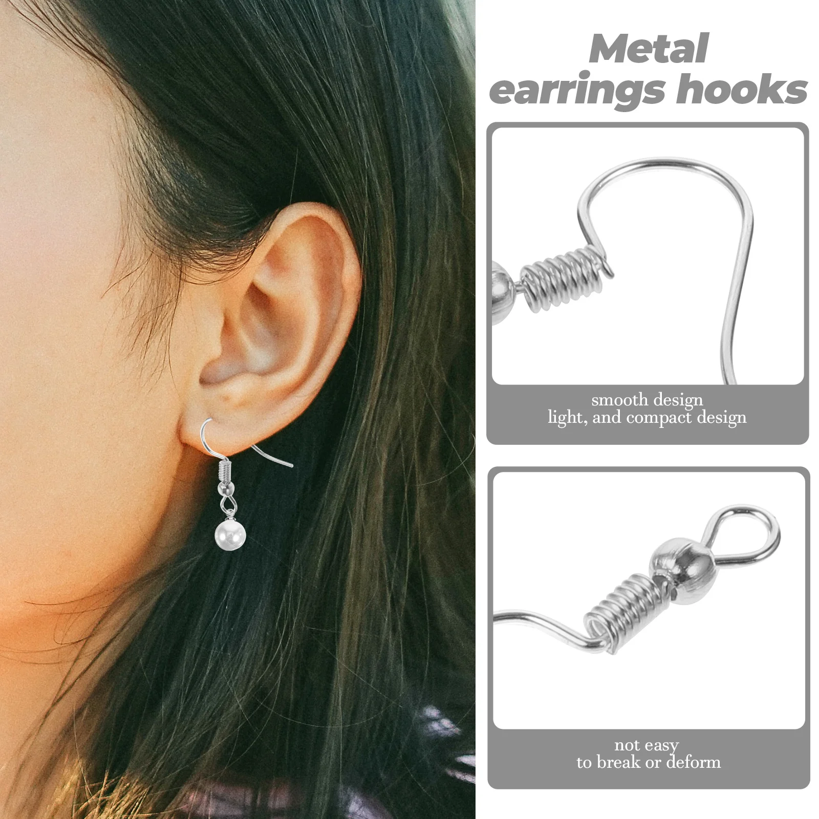 

120pcs Diy Hooks Set Metal Earring Support Smooth Light Compact Design Easy To Use With Tassels Chains Beads Charms For All